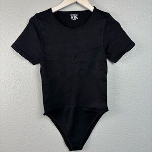 New Black Short Sleeve Nylon stretchy Bodysuit short sleeve XL
